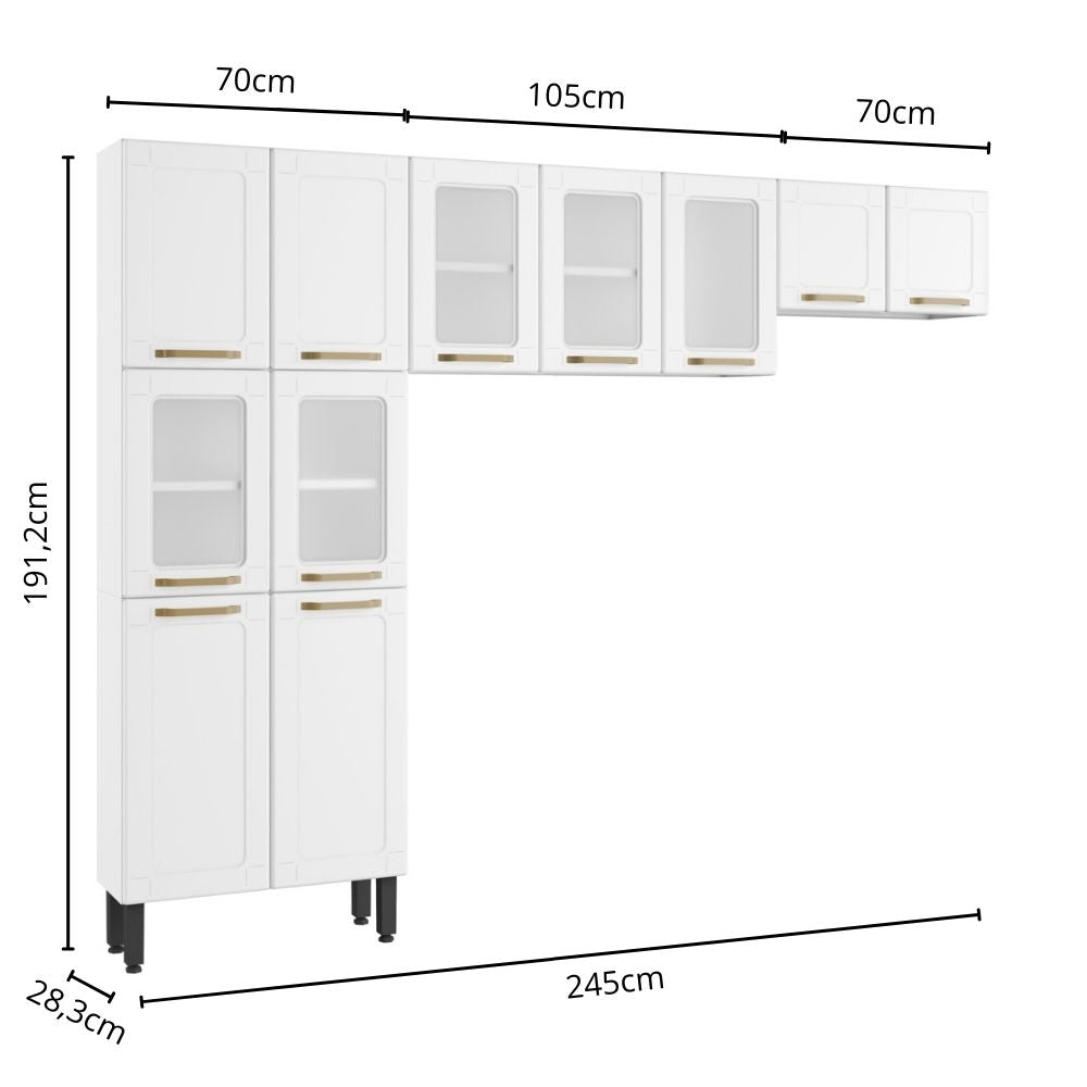 Cozinha Completa Compacta de Aço 11 Portas Colors Bertolini