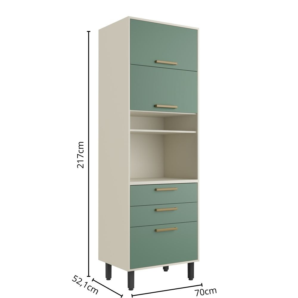 Armário de Cozinha Paneleiro 3 Portas 2 Gavetas e Nichos Bossa Nova Bertolini