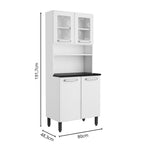 Armário de Cozinha em Aço 4 Portas 2 Vidros Evidence Bertolini