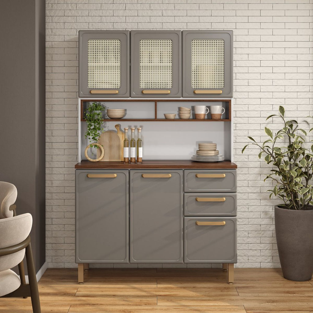 Kit Cozinha em Aço com 6 Portas e 2 Gavetas Essência Bertolini