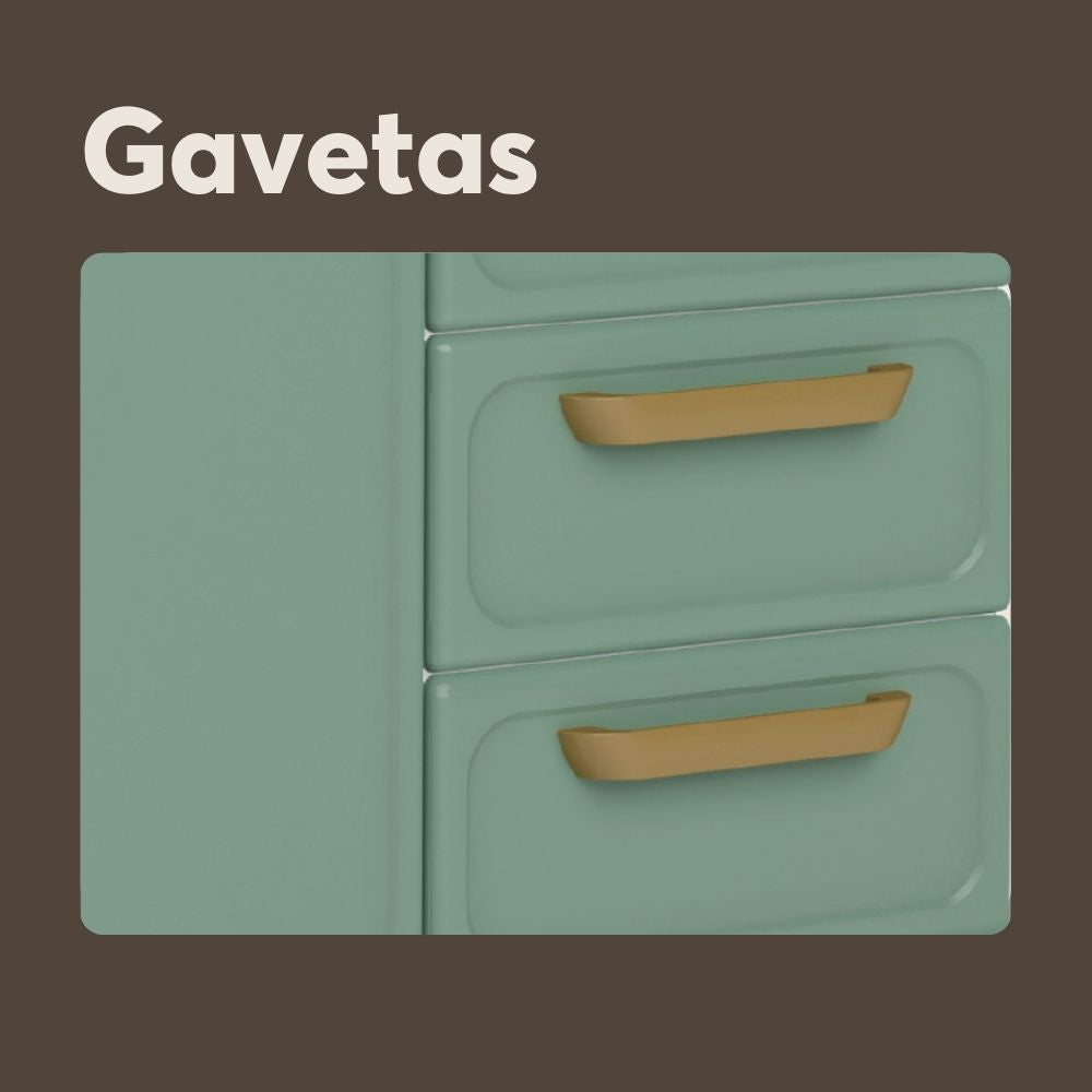 Balcão de Cozinha em Aço com Pia 3 Portas e 4 Gavetas Bella Bertolini