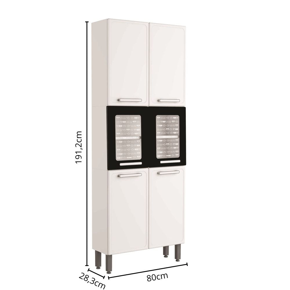 Armário de Aço 70cm 6 Portas 2 Vidros Gourmet Bertolini