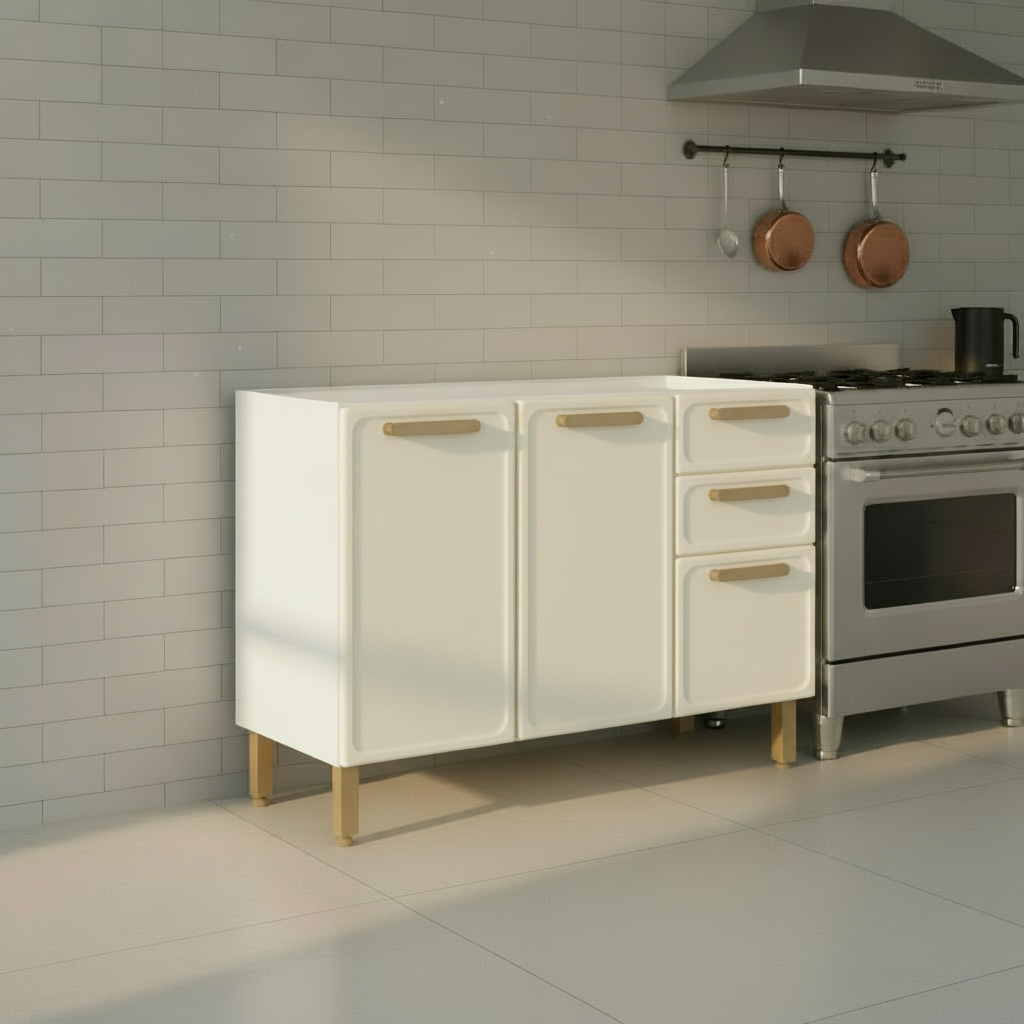 Balcão de Cozinha em Aço com 3 Portas 2 Gavetas Essência Bertolini