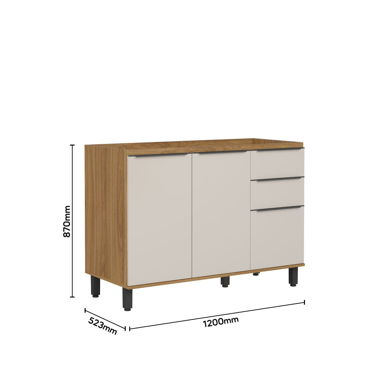 Balcão de Cozinha sem Tampo 2 Portas 3 Gavetas Serena Bertolini