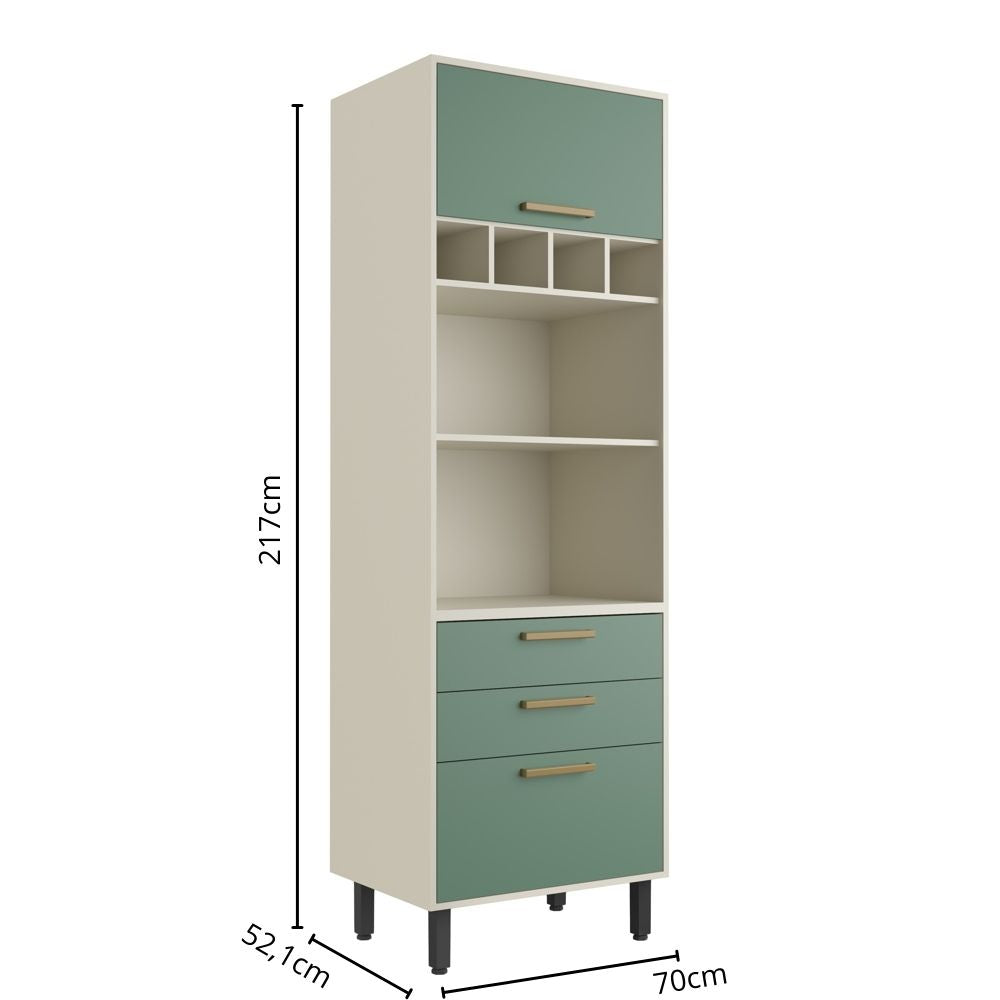 Armário Paneleiro 2 Portas 2 Gavetas e Nichos Bossa Nova Bertolini