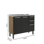 Balcão de Cozinha com Pia 3 Portas 2 Gavetas Samba Bertolini