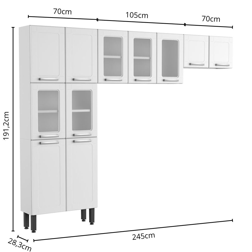 Cozinha Completa Compacta de Aço com 11 Portas Múltipla Bertolini
