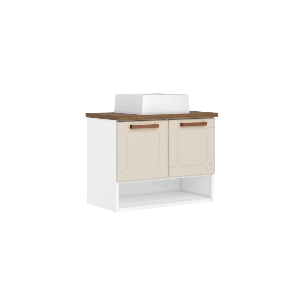 Balcão de Aço para Banheiro com Cuba e Nicho 2 Portas Natura Bertolini