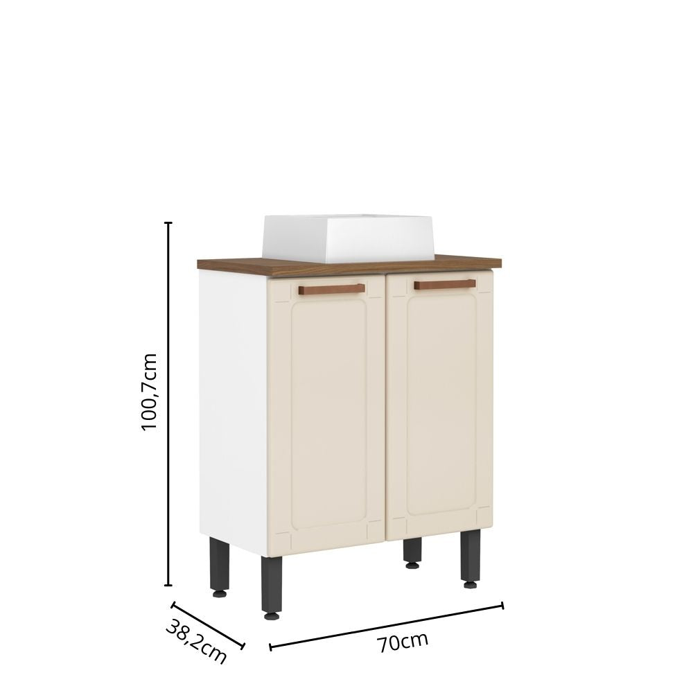 Balcão de Aço para Banheiro com Cuba e 2 Portas Natura Bertolini