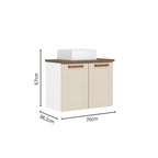 Balcão de Aço para Banheiro com Cuba Alta e 2 Portas Natura Bertolini