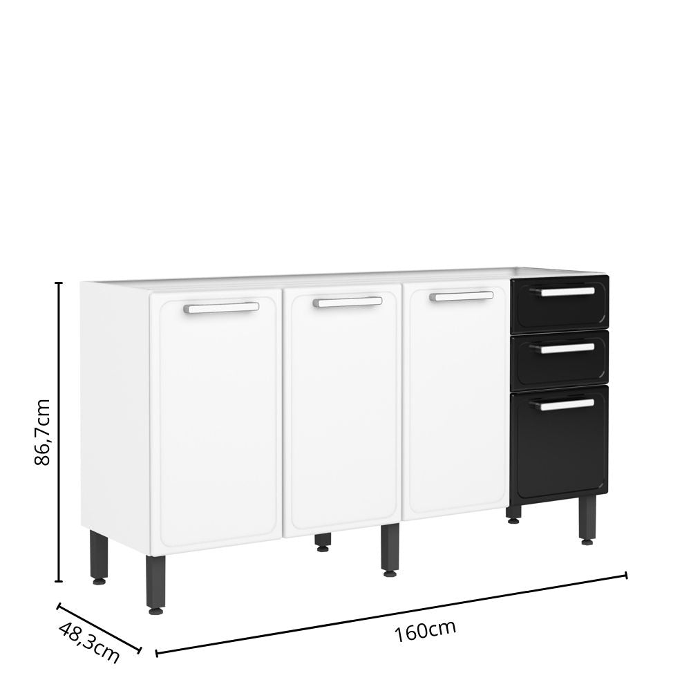 Balcão de Cozinha em Aço 4 Portas 2 Gavetas Gourmet Bertolini