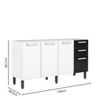 Balcão de Cozinha em Aço 4 Portas 2 Gavetas Gourmet Bertolini