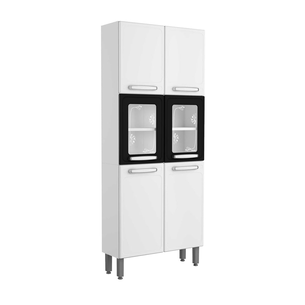 Armário de Cozinha Paneleiro em Aço com 6 Portas e 2 Vidros Evidence Bertolini