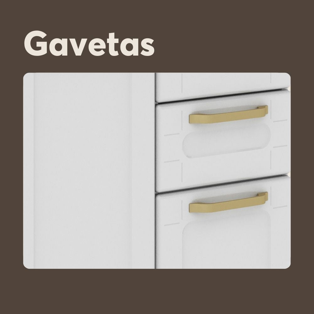 Balcão de Aço com Pia 3 Portas 2 Gavetas Colors Bertolini