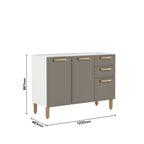 Balcão de Cozinha em Aço com 3 Portas 2 Gavetas Essência Bertolini