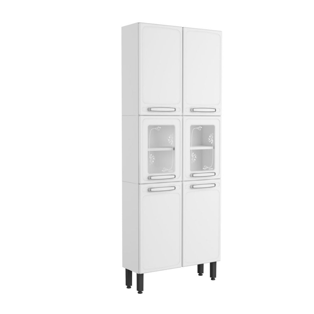 Armário de Cozinha em Aço 6 Portas 2 Vidros Evidence Bertolini