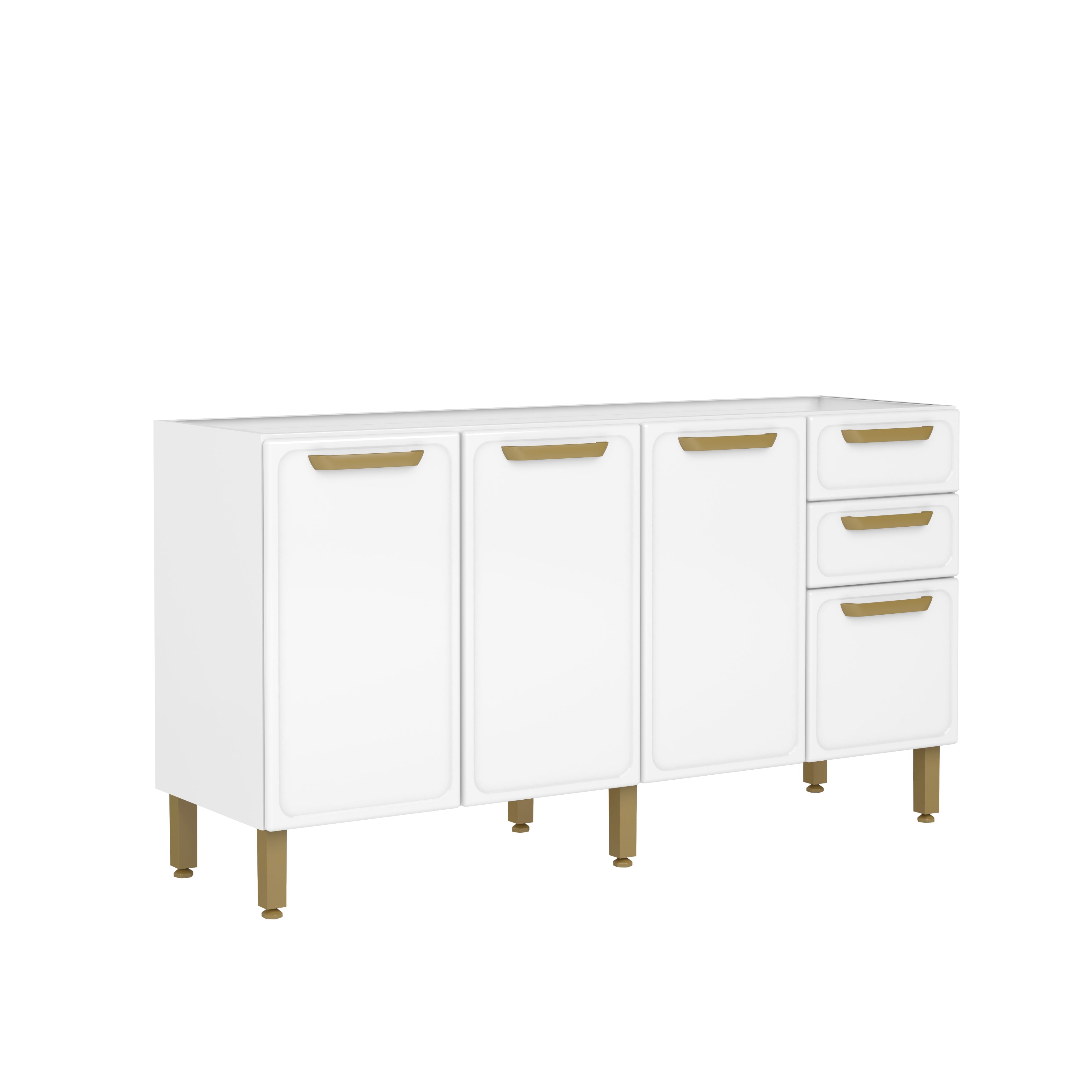 Balcão de Cozinha em Aço 160 cm 4 Portas 2 Gavetas Bella Bertolini