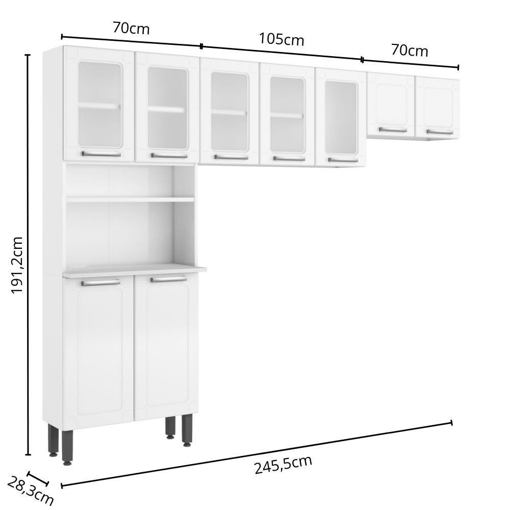 Cozinha Completa Compacta de Aço com 9 Portas Múltipla Bertolini