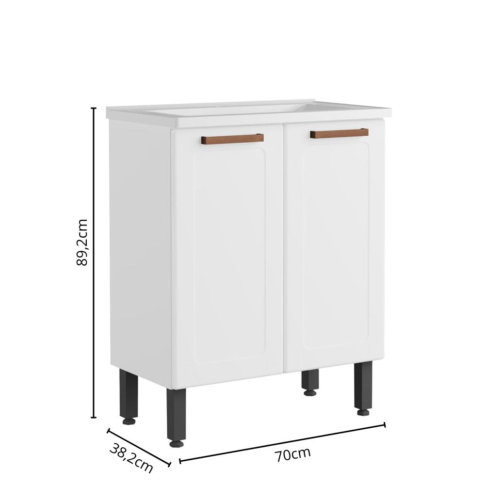 Balcão de Aço para Banheiro com Cuba 2 Portas Natura Bertolini