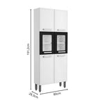 Armário de Cozinha em Aço 80cm 6 Portas 2 Vidros Gourmet Bertolini