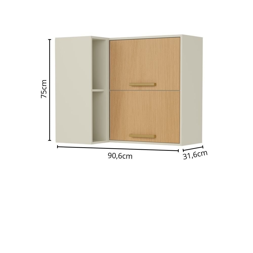 Armário de Cozinha Aéreo de Canto 2 Portas Bossa Nova Bertolini