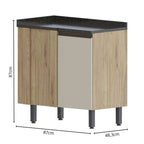 Balcão de Cozinha de Canto com Tampo 1 Porta Moderna Bertolini