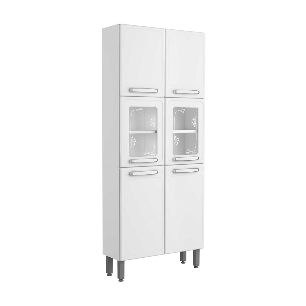 Armário de Cozinha Paneleiro em Aço com 6 Portas e 2 Vidros Evidence Bertolini