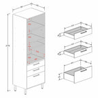 Armário de Cozinha Paneleiro 3 Portas 2 Gavetas e Nichos Bossa Nova Bertolini