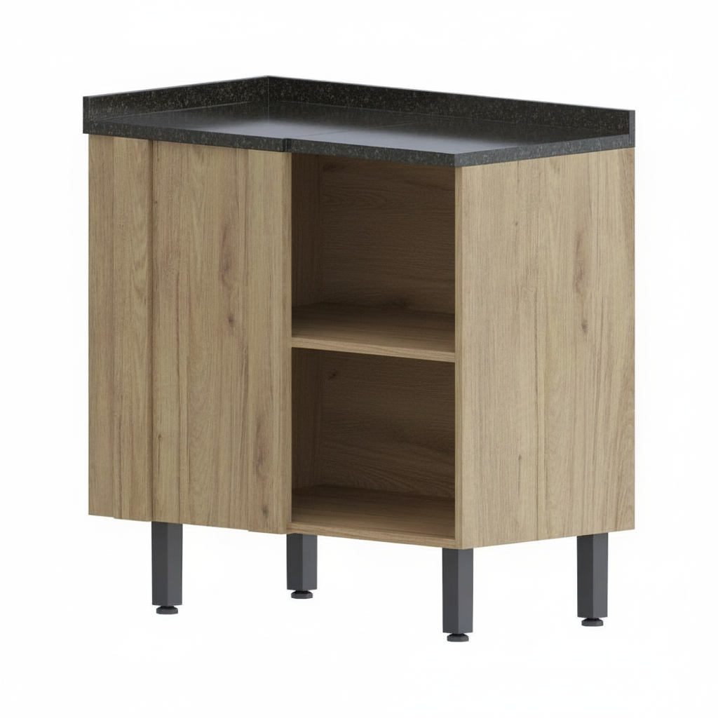 Balcão de Cozinha de Canto com Tampo 1 Porta Moderna Bertolini