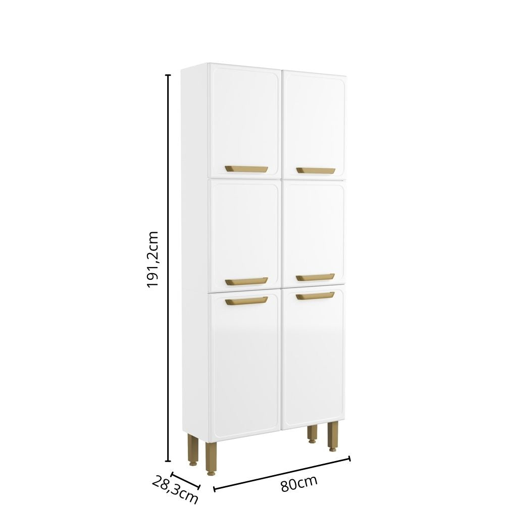 Armário Paneleiro de Cozinha em Aço com 6 Portas Bella Bertolini