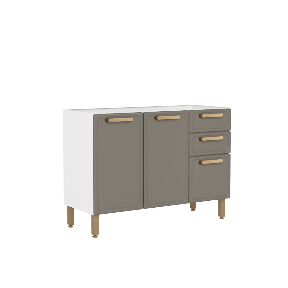 Balcão de Cozinha em Aço com 3 Portas 2 Gavetas Essência Bertolini