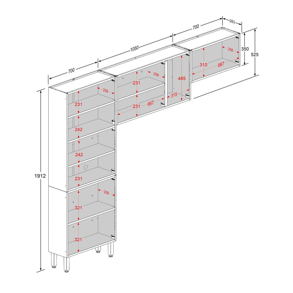 Cozinha Completa Compacta de Aço 11 Portas Colors Bertolini