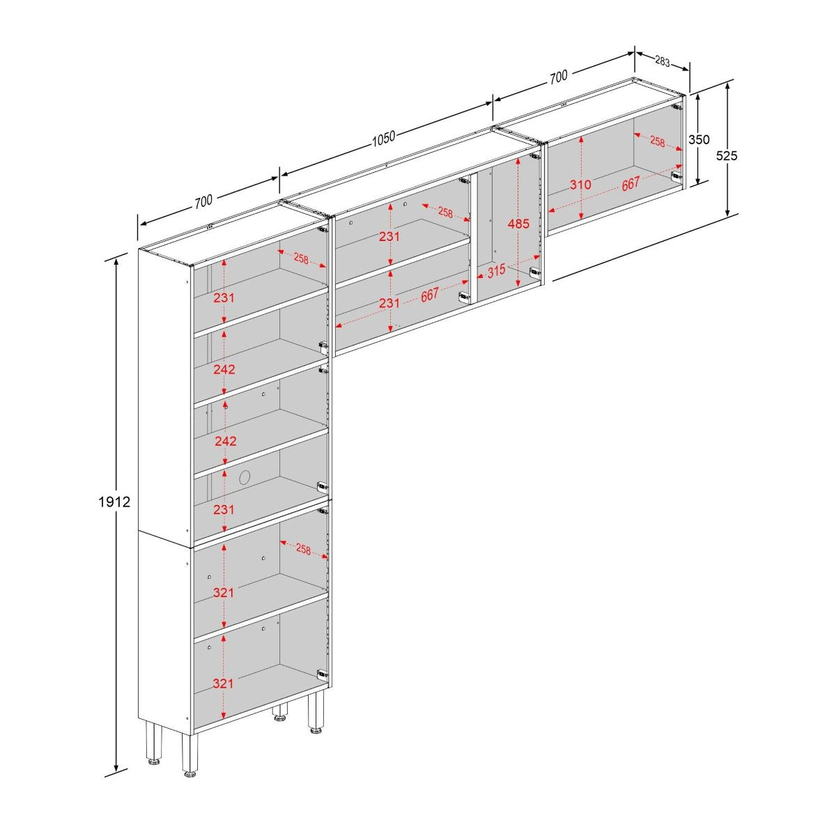 Cozinha Completa Compacta de Aço 11 Portas Colors Bertolini