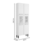 Armário de Cozinha em Aço 6 Portas 2 Vidros Evidence Bertolini