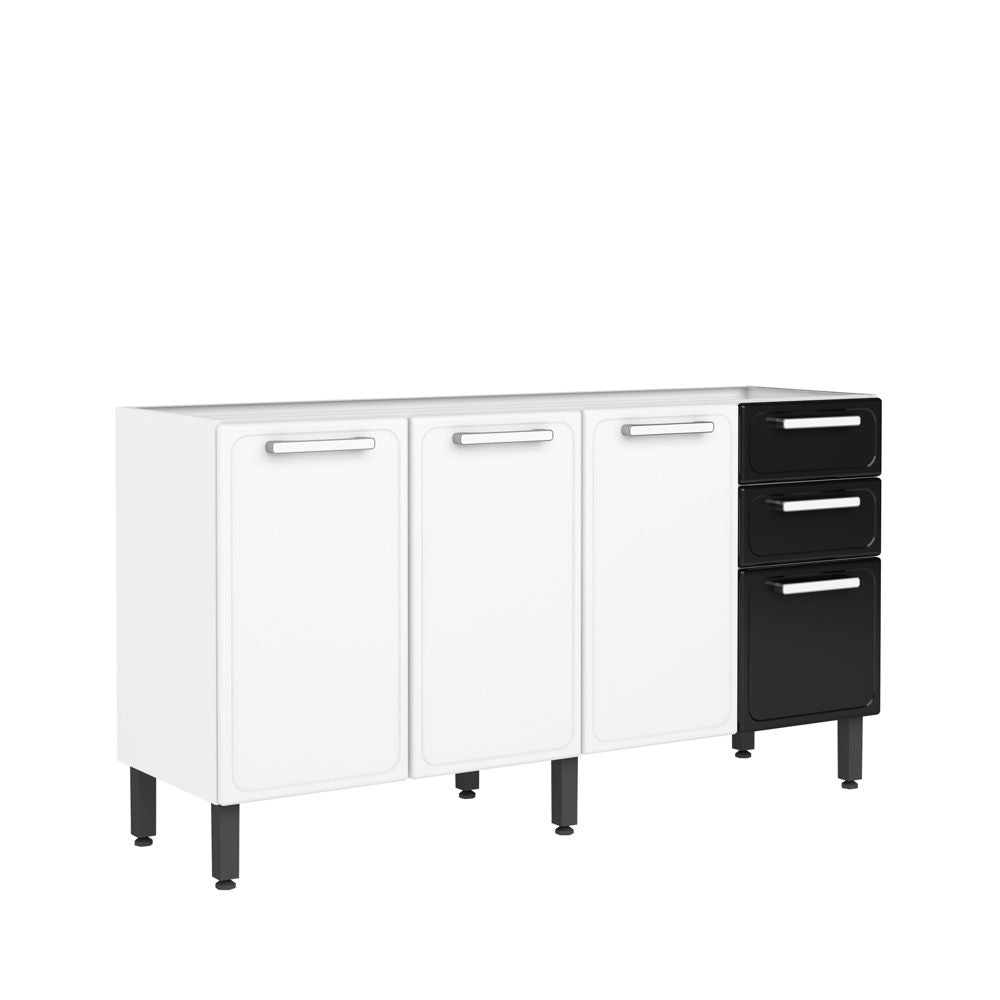 Balcão de Cozinha em Aço 4 Portas 2 Gavetas Gourmet Bertolini