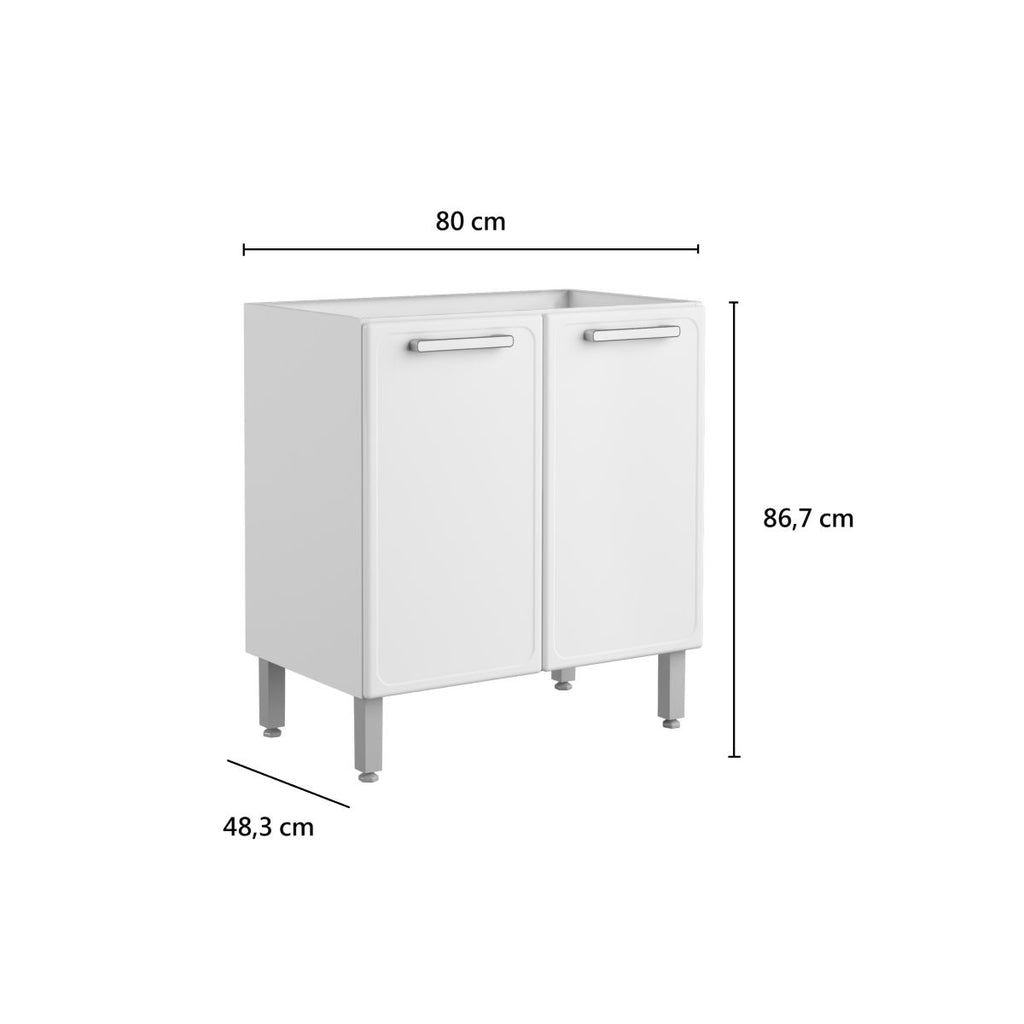 Balcão de Cozinha em Aço 80 cm 2 Portas Gourmet Bertolini