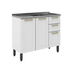 Balcão de Aço com Pia 3 Portas 2 Gavetas Colors Bertolini