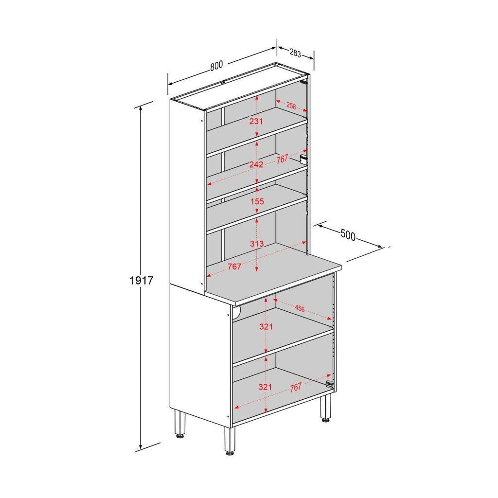 Armário de Cozinha em Aço 4 Portas 2 Vidros Evidence Bertolini