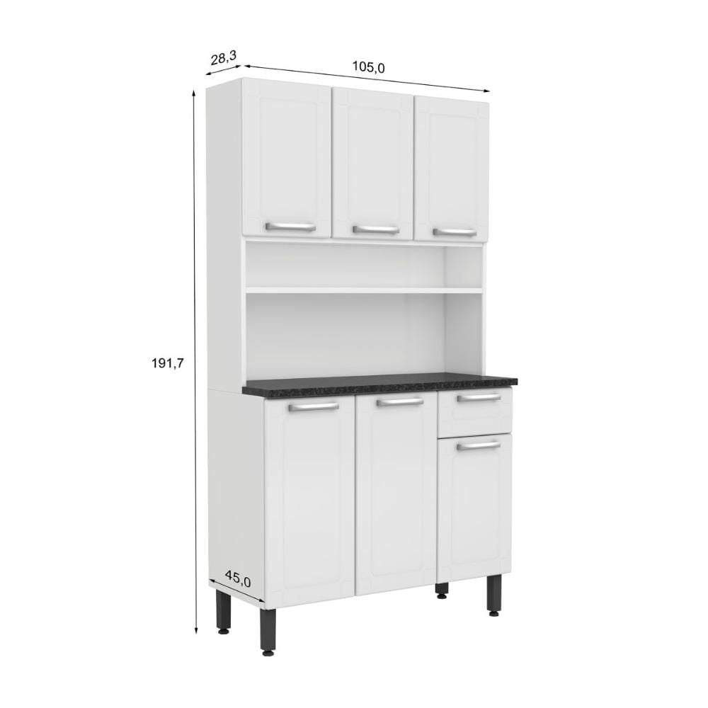 Cozinha Compacta em Aço 6 Portas 1 Gaveta Múltipla Bertolini