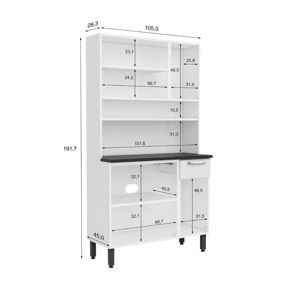 Cozinha Compacta em Aço 6 Portas 1 Gaveta Múltipla Bertolini