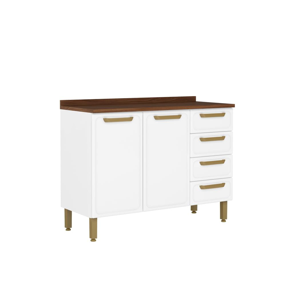 Balcão de Cozinha em Aço com Tampo 2 Portas 4 Gavetas Bella Bertolini