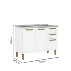 Cozinha Compacta em Aço com Pia 3 Peças Bella Bertolini