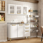 Cozinha Compacta em Aço com Pia 2 Gavetas Bella Bertolini