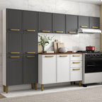 Cozinha Completa em Aço com Tampo MDP 4 Peças Bella Bertolini