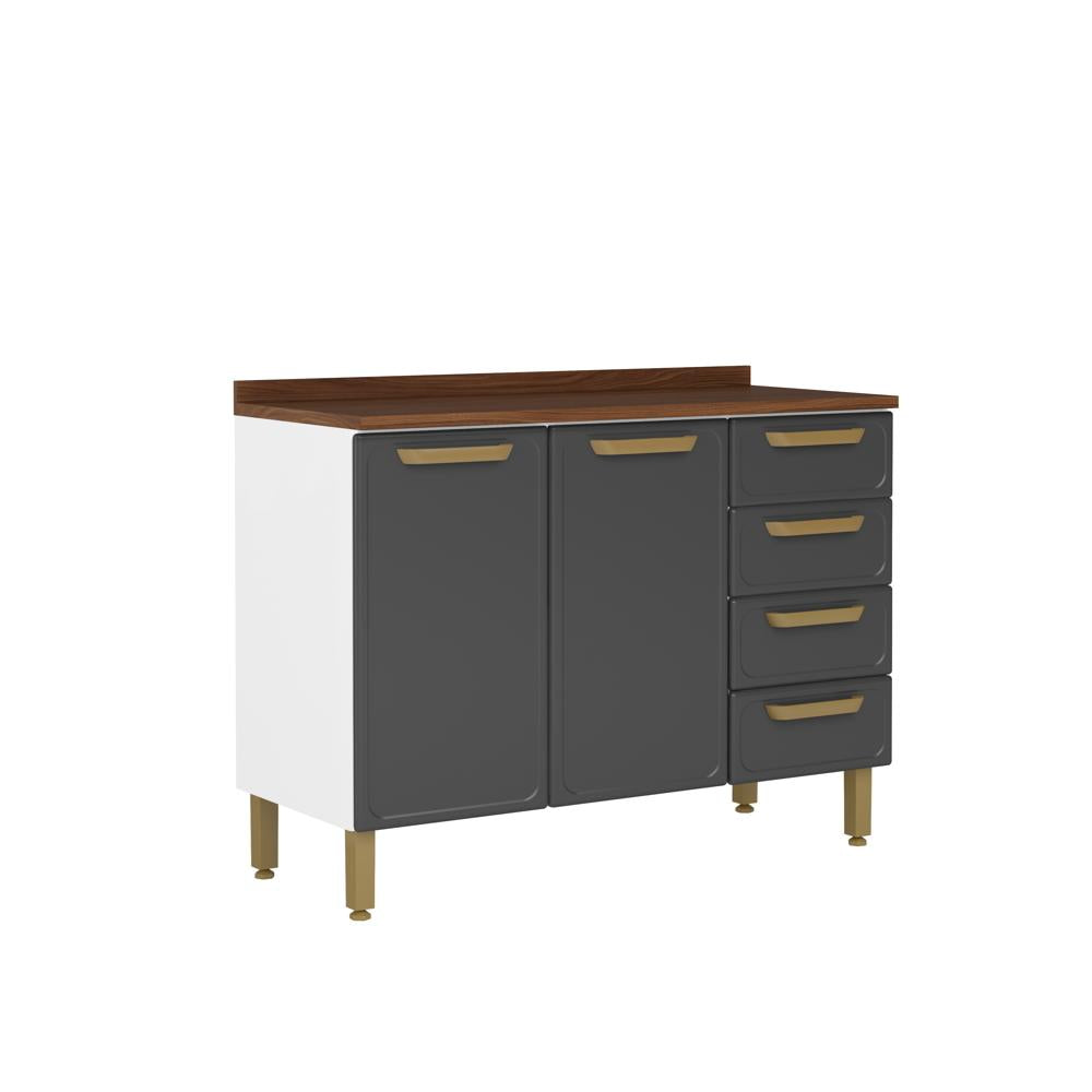 Balcão de Cozinha em Aço com Tampo 2 Portas 4 Gavetas Bella Bertolini