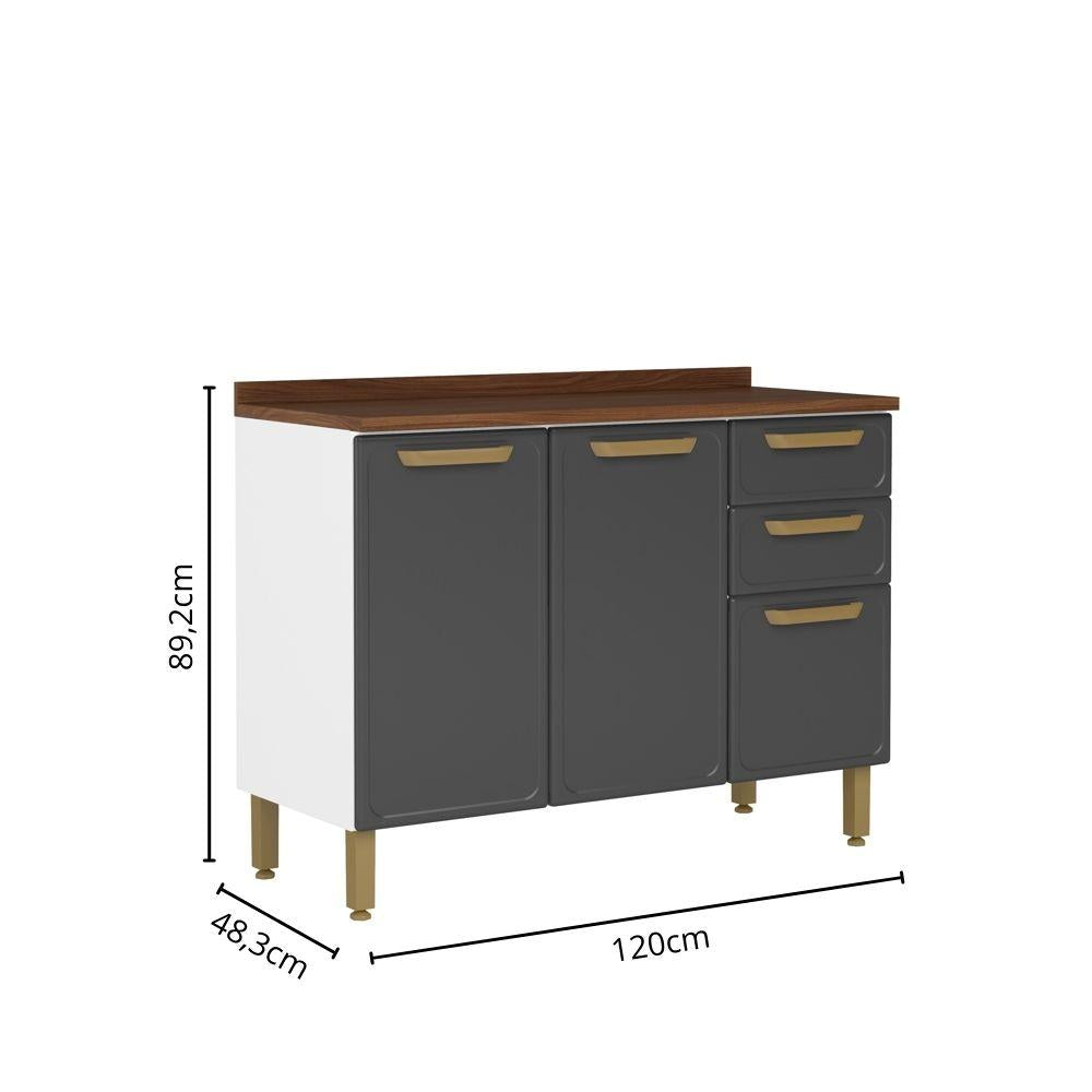 Cozinha Completa em Aço com Portas em Vidro Bella Bertolini