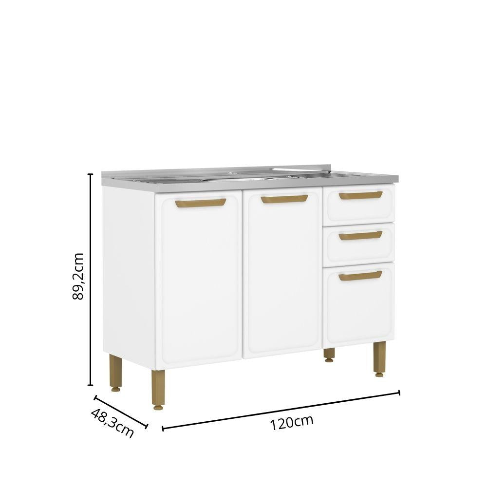 Cozinha Compacta em Aço com Pia 2 Gavetas Bella Bertolini